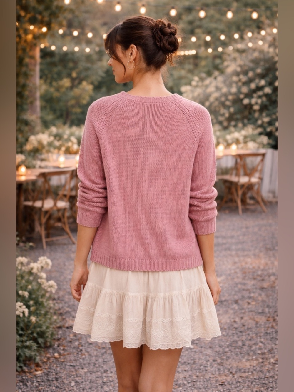 LoveShackFancy Pink Floral Anastasia Cardigan SZ S Knit Embroidered - Picture 2 of 6